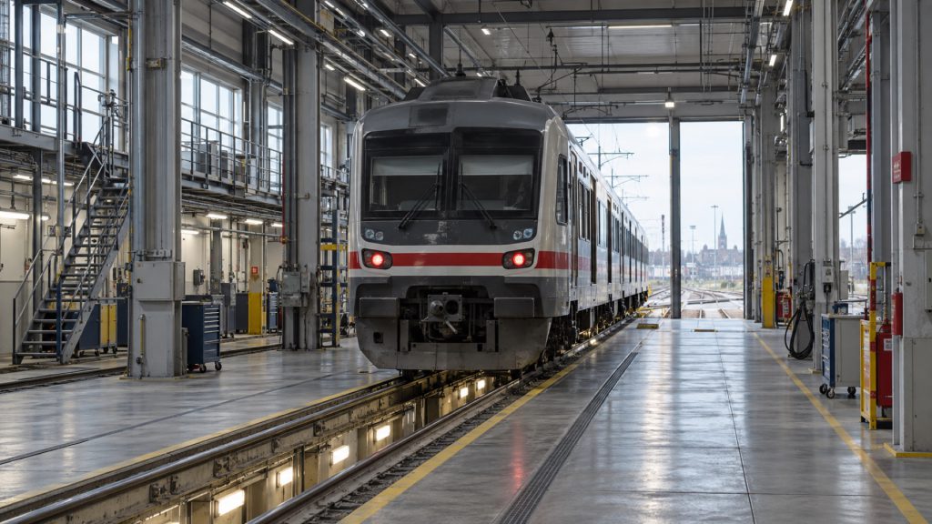 EMU train in maintenance depot